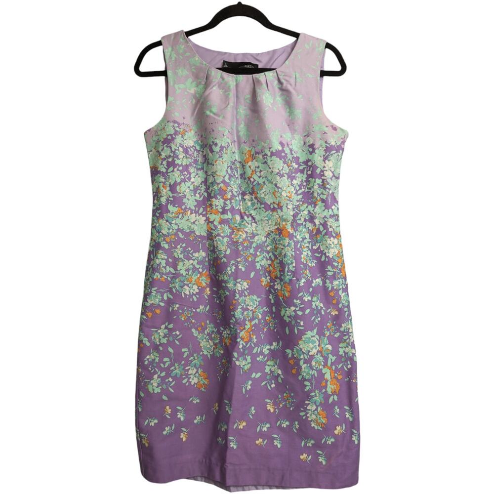 Chetta B Lilac Floral Pattern Sleeveless Cotton Blend Summer Dress Size 8